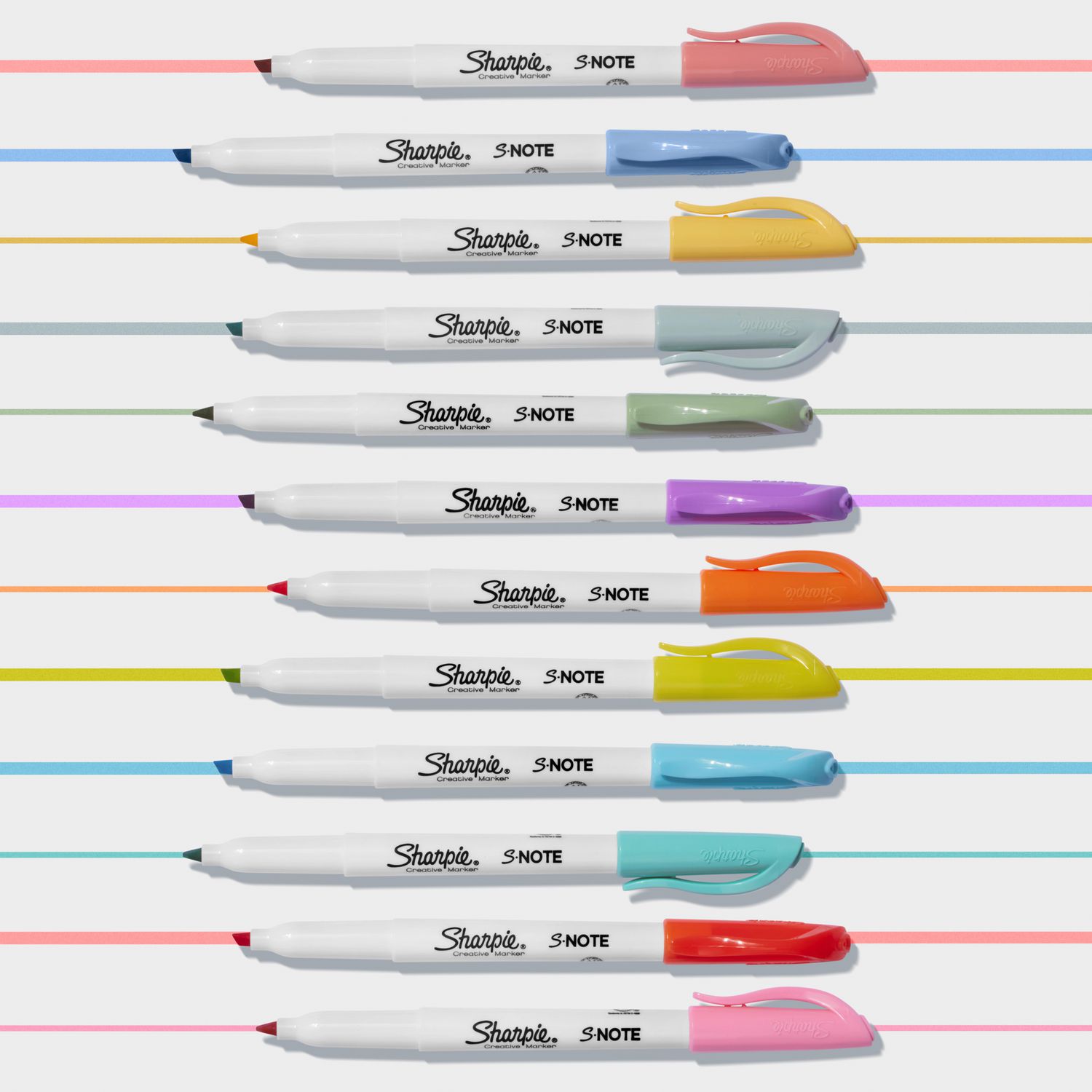 TWOHANDS Marqueurs de notes, surligneurs créatifs à pointe biseautée, 12  couleurs pastel assorties, 21366