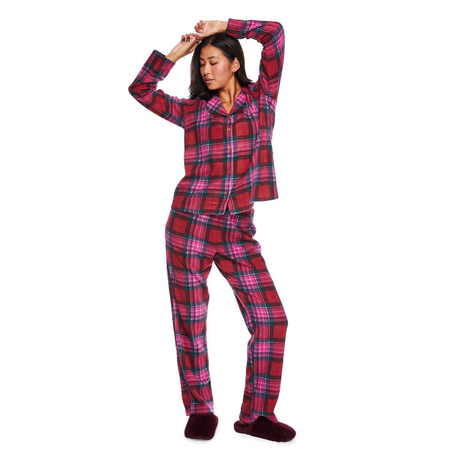 George Women's Notch Collar Pajama 2-Piece Set - Walmart.ca