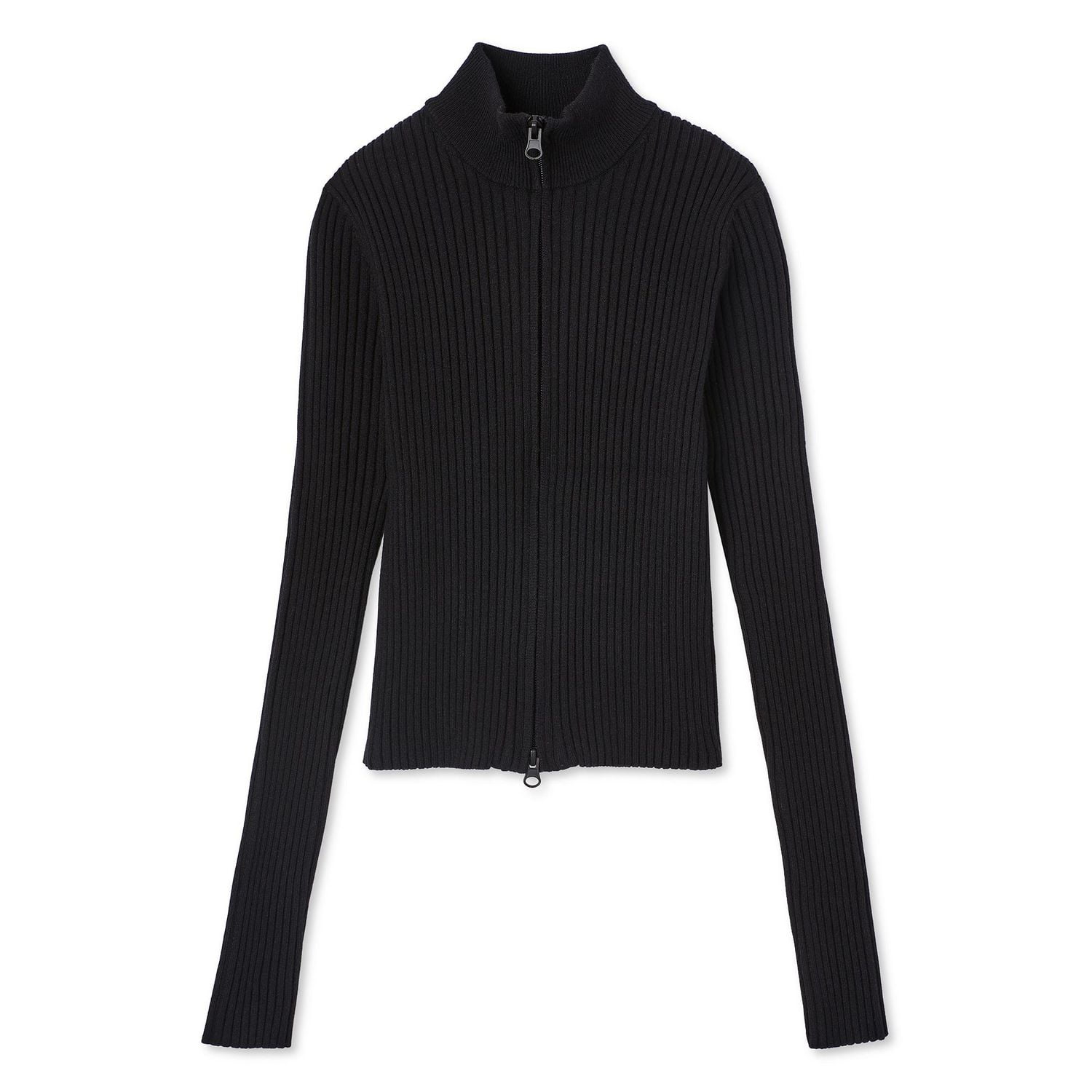 No Boundaries Women's 2-Way Zip Rib Sweater