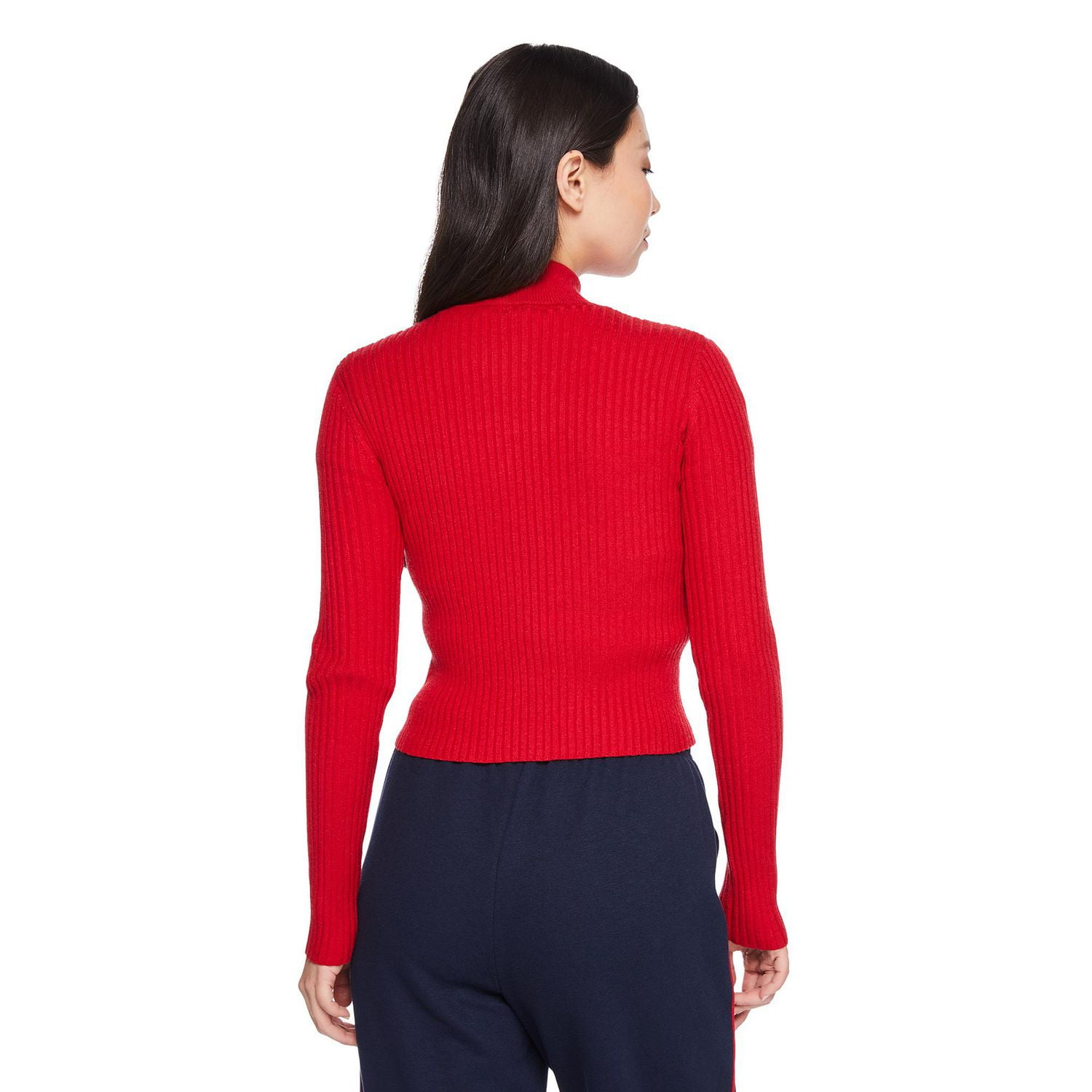 No Boundaries Women's 2-Way Zip Rib Sweater
