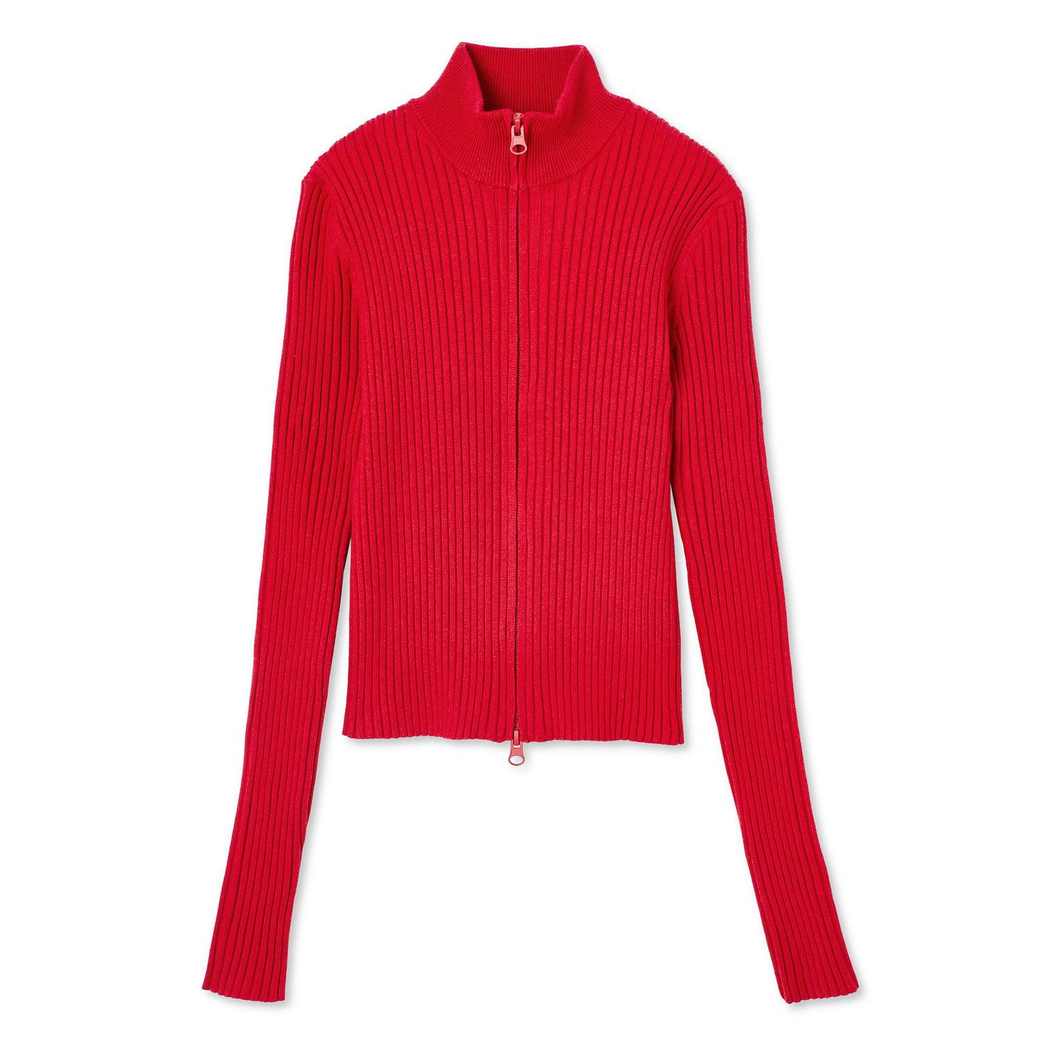 No Boundaries Women's 2-Way Zip Rib Sweater