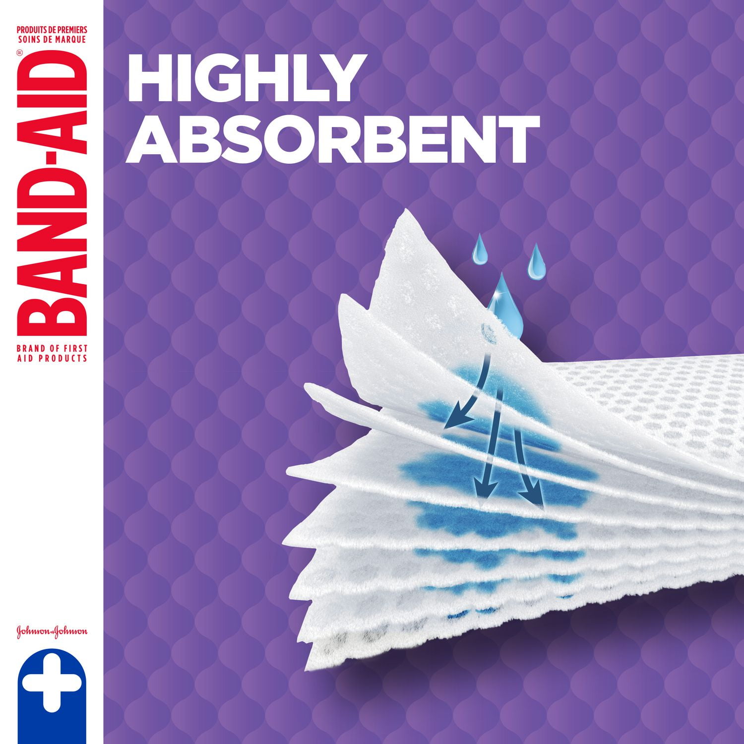 Compresses de gaze stériles Protection coussinée de marque BAND-AID® pour protéger les coupures, égratignures et brûlures mineures; compresses non adhérentes et emballées individuellement, grande taille, 10,2 cm x 10,2 cm