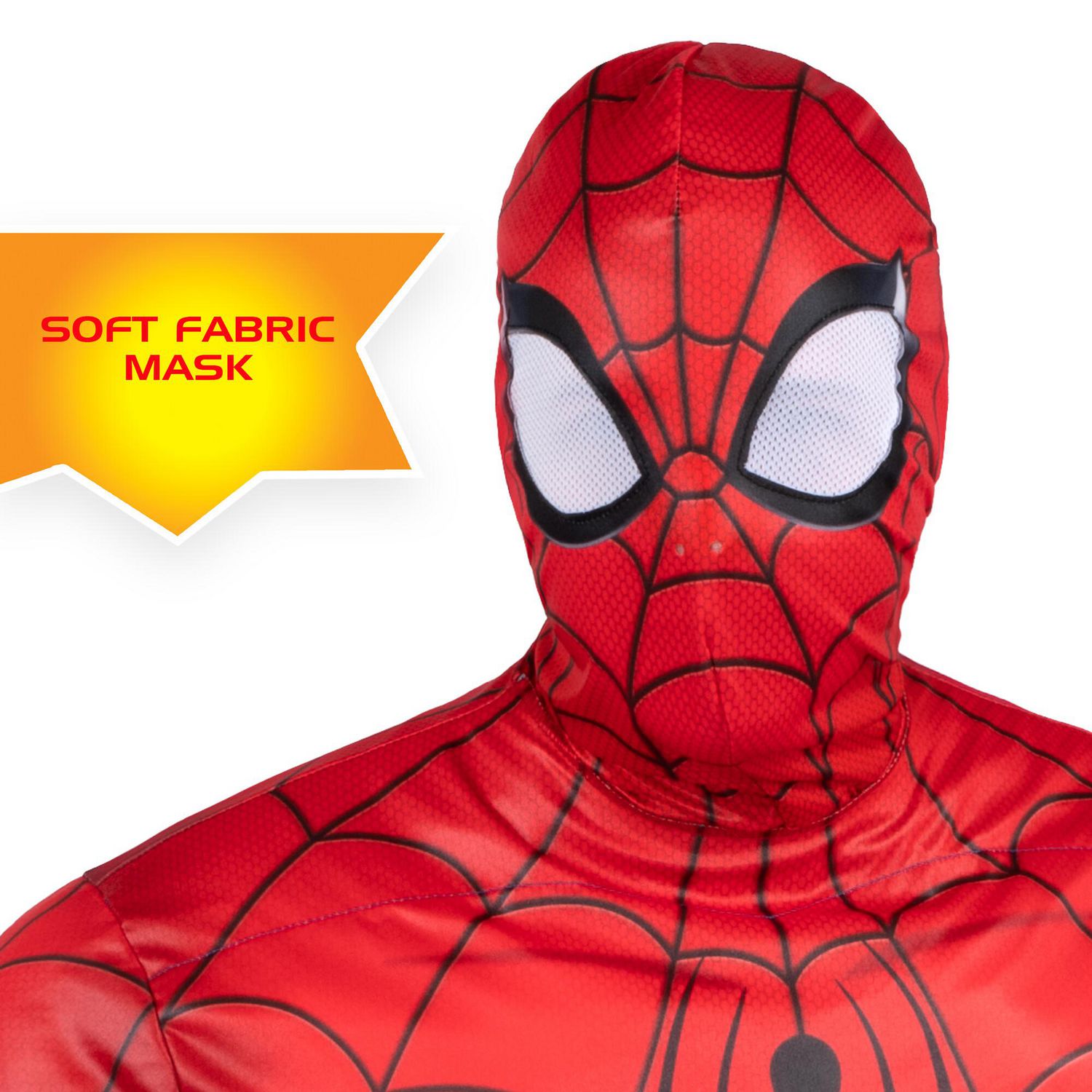 MARVEL'S SPIDER-MAN QUALUX COSTUME (ADULT) Poly Jersey Jumpsuit Stuffed  with Polyfill and Fabric Mask