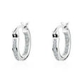 thumbnail image 1 of Luxury Designs Sterling Silver Cubic Zirconia Click Hoops, 1 of 2
