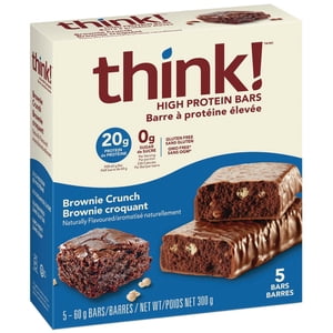 Think! Barre haute protéinée 20g Crunch protéinique Brownie 5ct