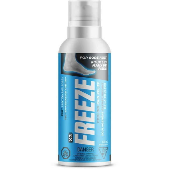 X3 Spray rafraîchissant anti-douleur Pieds douloureux 120 ml Congelez-le rapidement, la douleur ne durera pas!