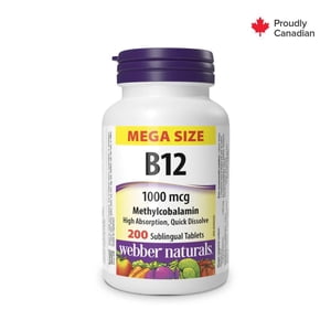 Webber Naturals Vitamin B12 Methylcobalamin Mega Size 1000 mcg