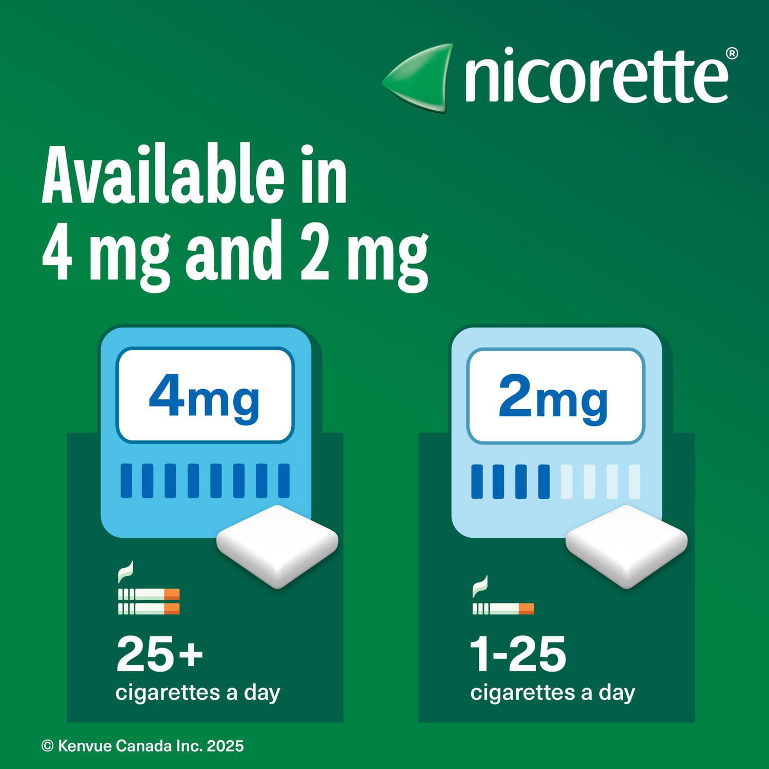 Nicorette Gomme à 2 mg de nicotine, saveur de Fruit  , aide antitabagique, aide pour cesser de fumer, 105 morceaux