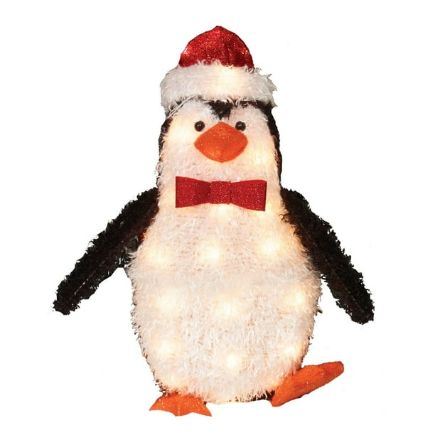 Sculpture de pingouin Holiday time en peluche