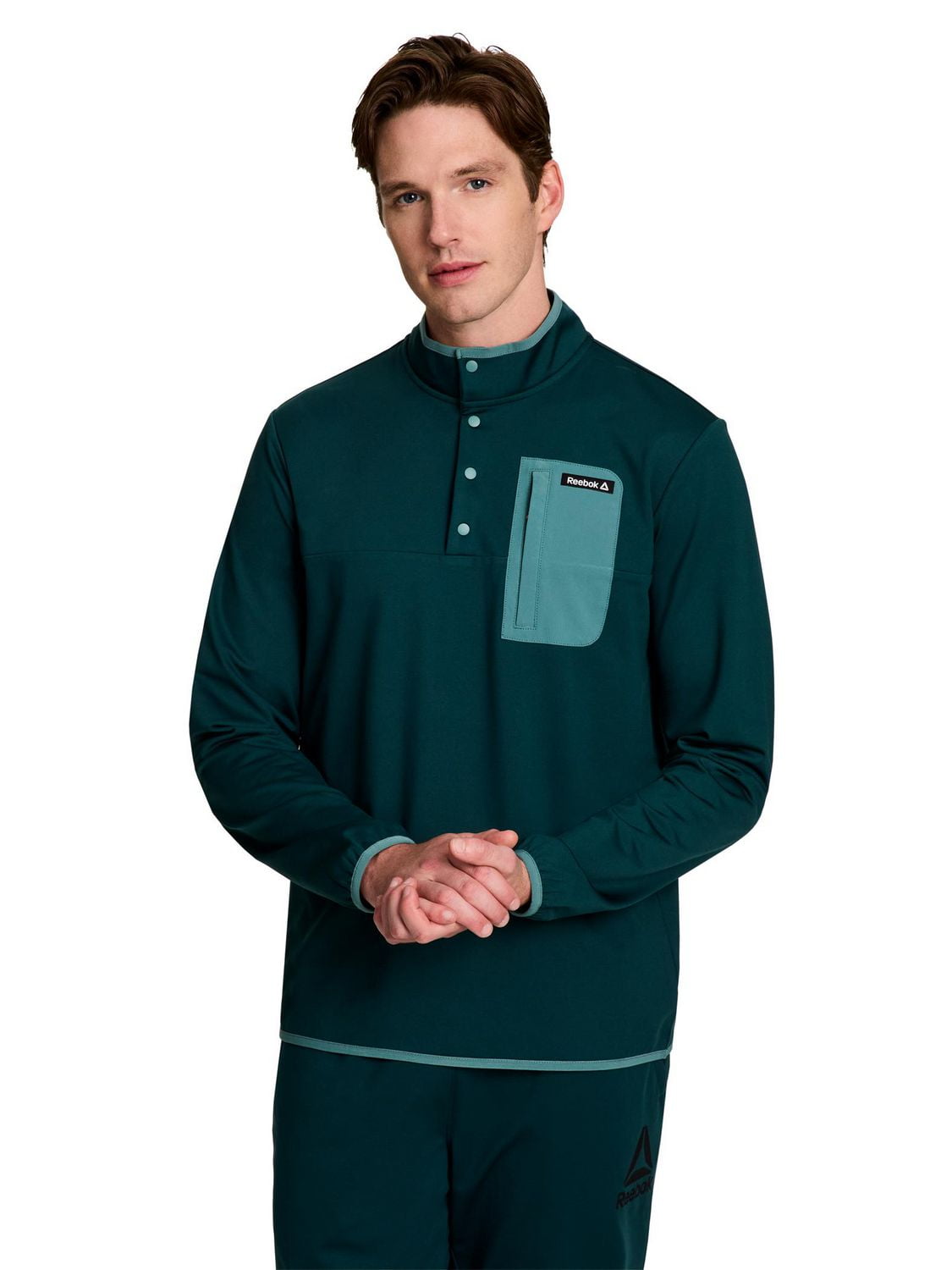 Reebok Pull à col montant et boutons-pression  freedom pour homme Tailles S-XL