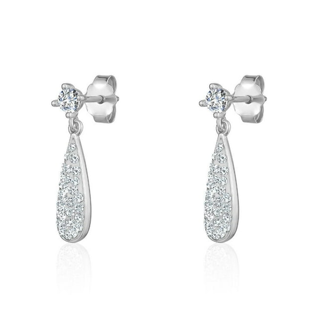 Luxury Designs Sterling Silver Crystal Tear Drop Earrings