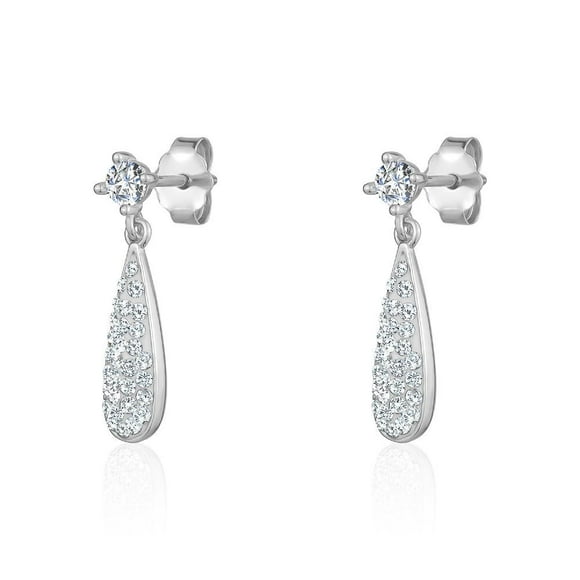 Luxury Designs Sterling Silver Crystal Tear Drop Earrings