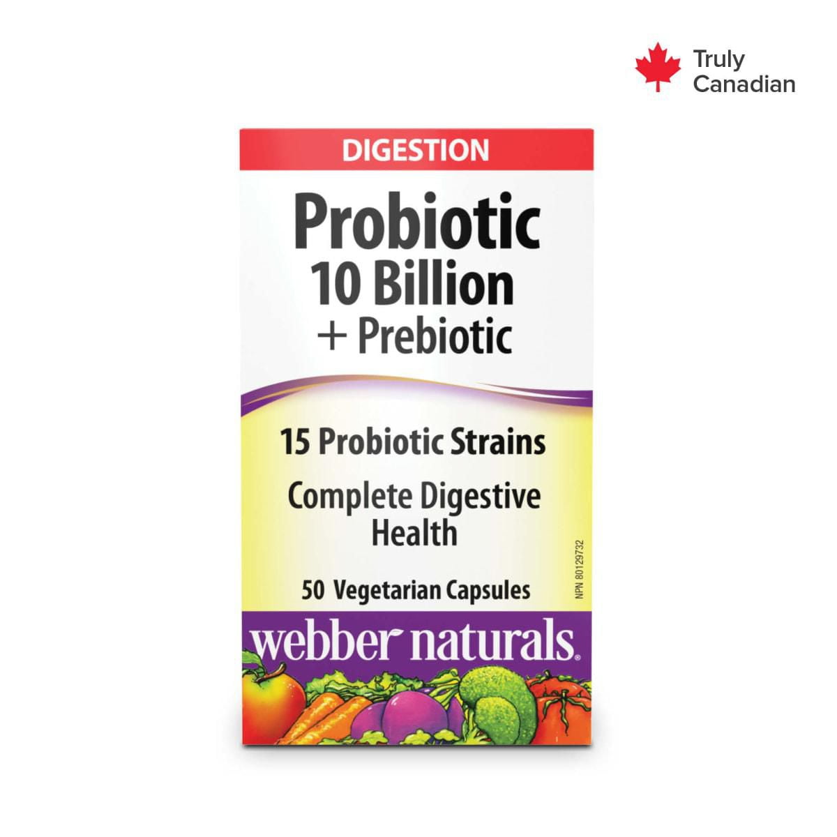 Webber Naturals Webber Naturals Probiotic + Prebiotic 10 Billion, 50 Vegetarian Capsules