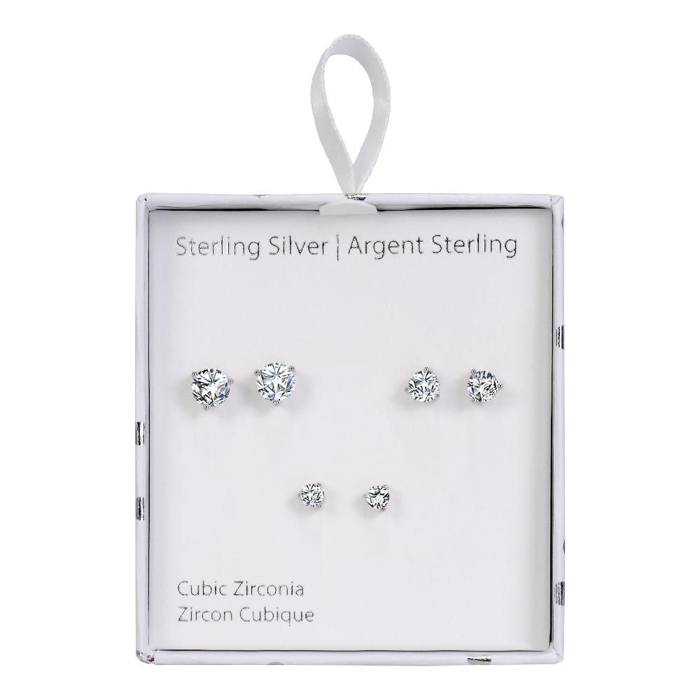 Luxury Designs Rhodium Plated Cubic Zirconia Trio earrings