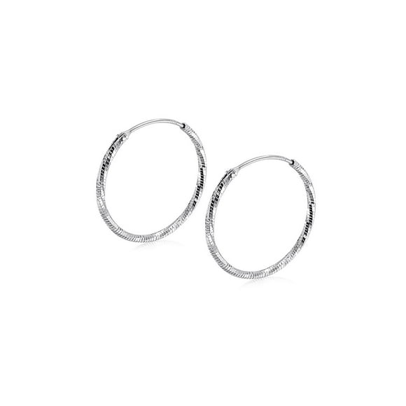 Luxury Designs Sterling Silver Diamond Cut Hoop Earrings