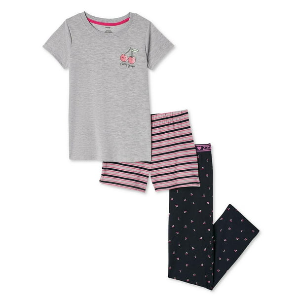 Pyjama 3 pièces avec t-shirt, pantalon et short George pour filles
