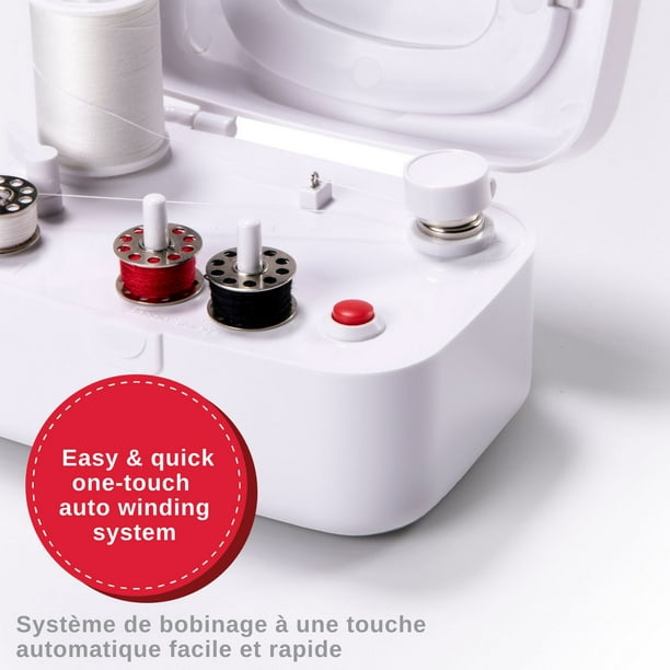 SINGER, Bobbin Winder For Sewing Machines - For Class 15 and 15J Bobbins -  Simple & Portable - Battery Powered With Included Power Adapter , White