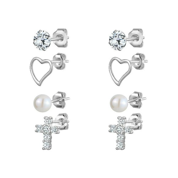 Luxury Designs Sterling Silver Set of 4 earrings