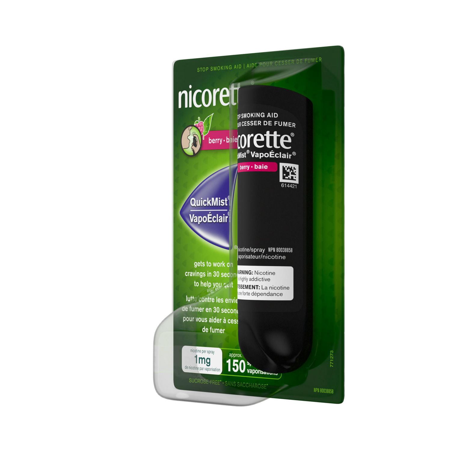Vaporisateur Nicorette VapoÉclair, Baie  , 1 mg, Aide pour cesser de fumer et Aide de renoncement au tabac, Environ 150 vaporisations