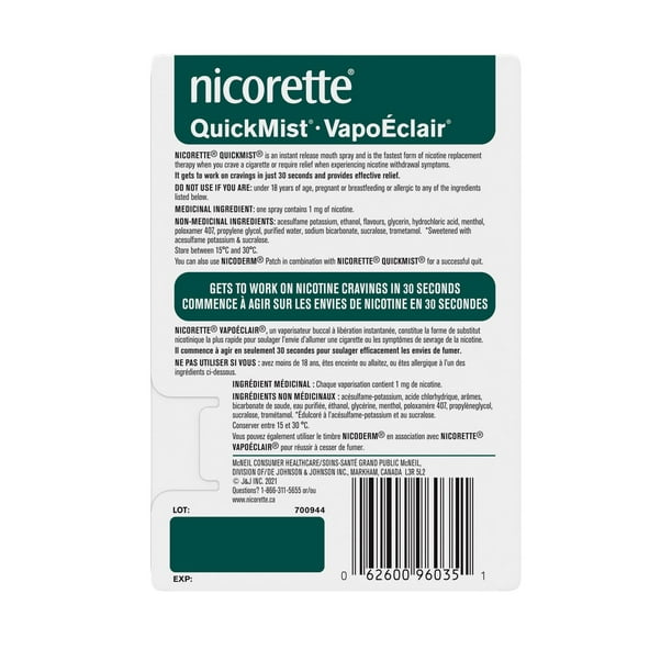 Nicorette Quick Mist Spray Triple Pack 3x150 Doses (Quit Smoking