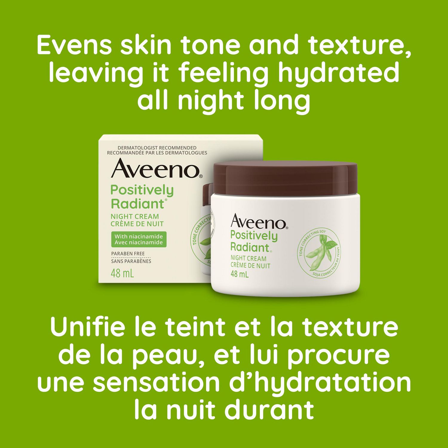 Aveeno Positively Radiant Night Cream, Face Moisturizer, Skin Tone