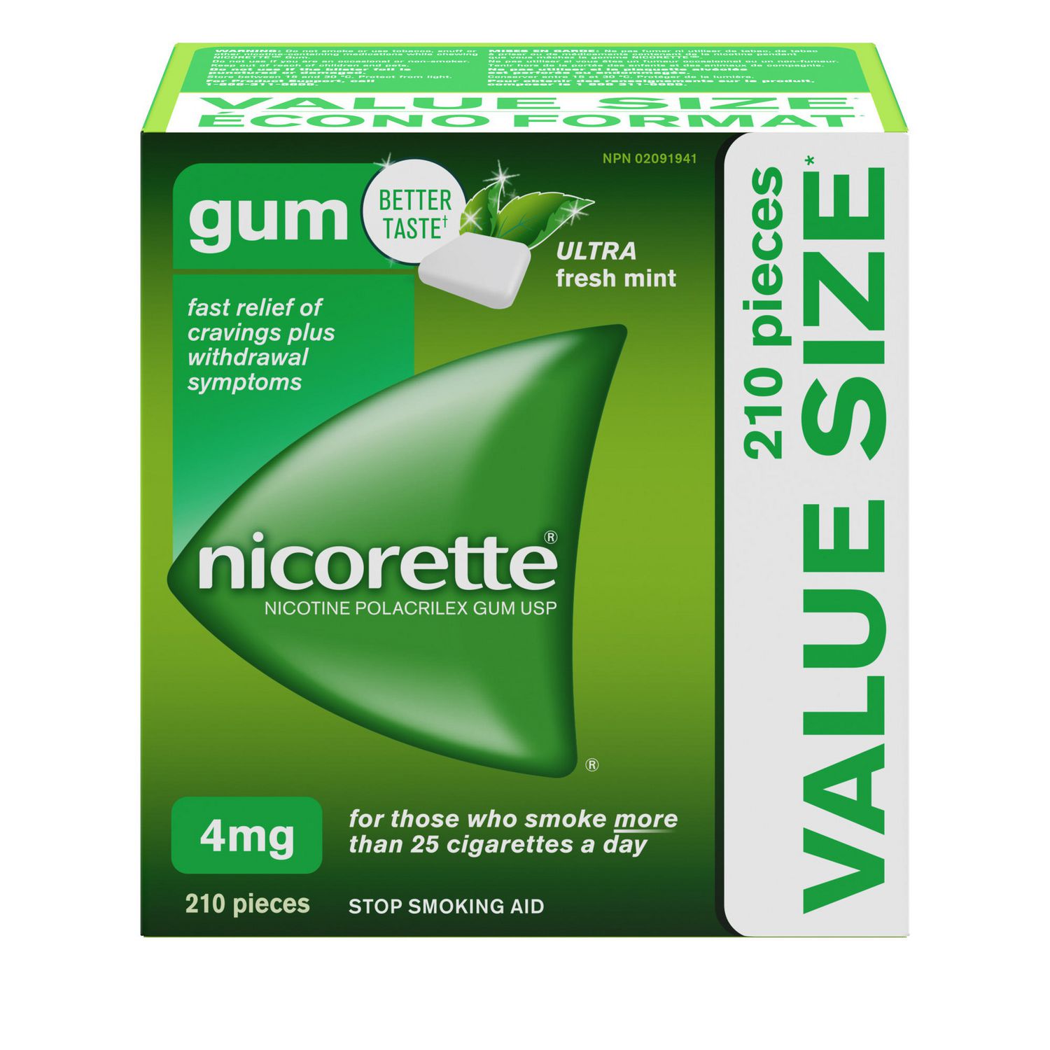 Nicorette Nicotine Gum Quit Smoking Aid Ultra Fresh Mint 4mg Walmart Canada