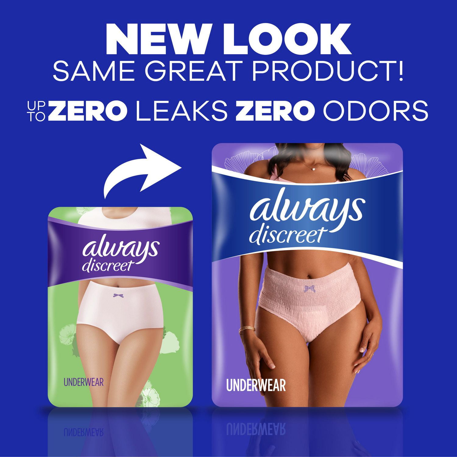 Always Discreet Adult Incontinence Underwear for Women and Postpartum  Underwear, L, Up to 100% Bladder Leak Protection,, 28CT