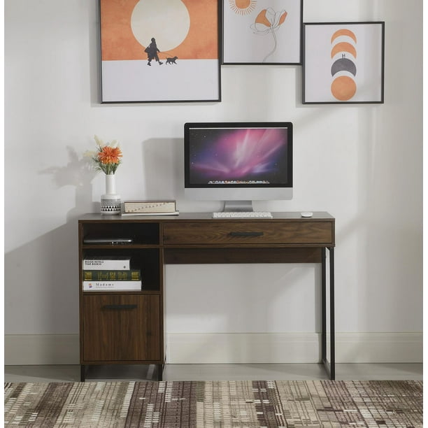 Mainstays Wood & Metal Writing Desk with 1 Drawer and 1 Door for Teen