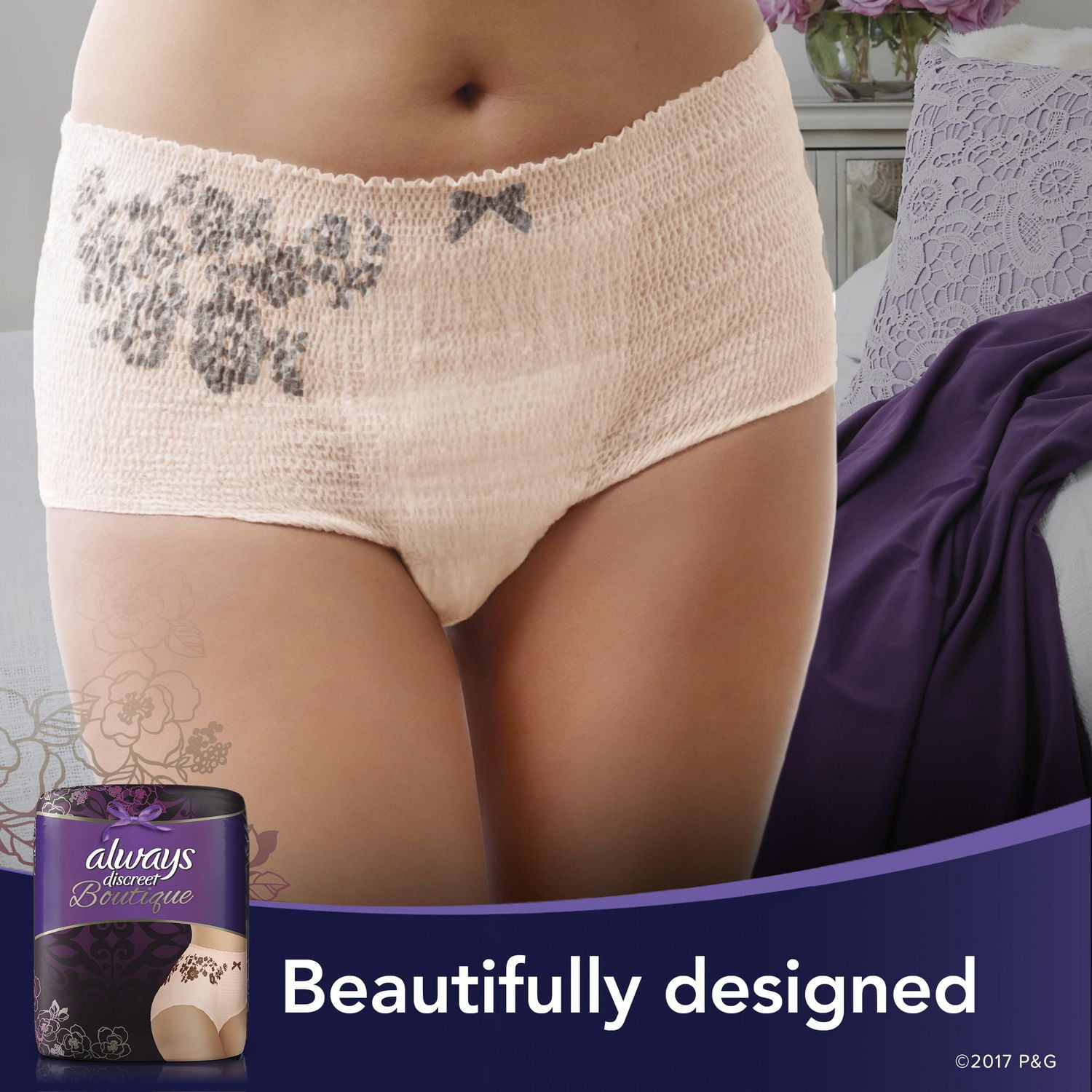 Always Discreet Boutique Low-Rise Postpartum Incontinence Underwear Size L