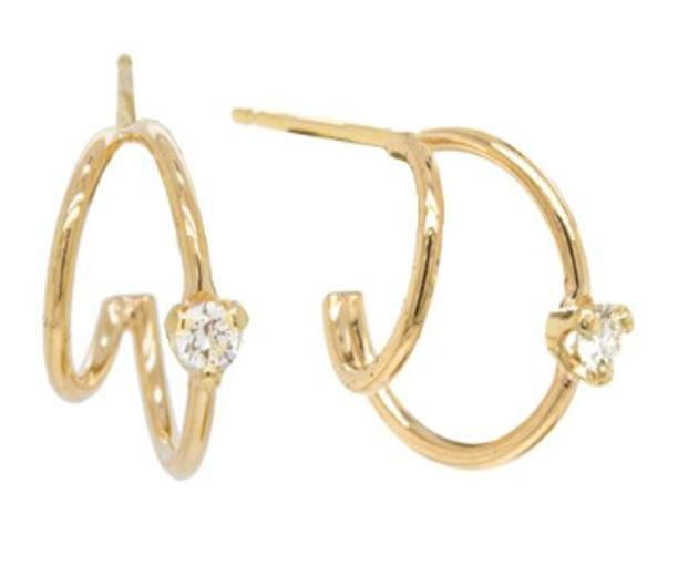 Luxury Designs Gold Plated Split Hoop with Cubic Zirconia accent