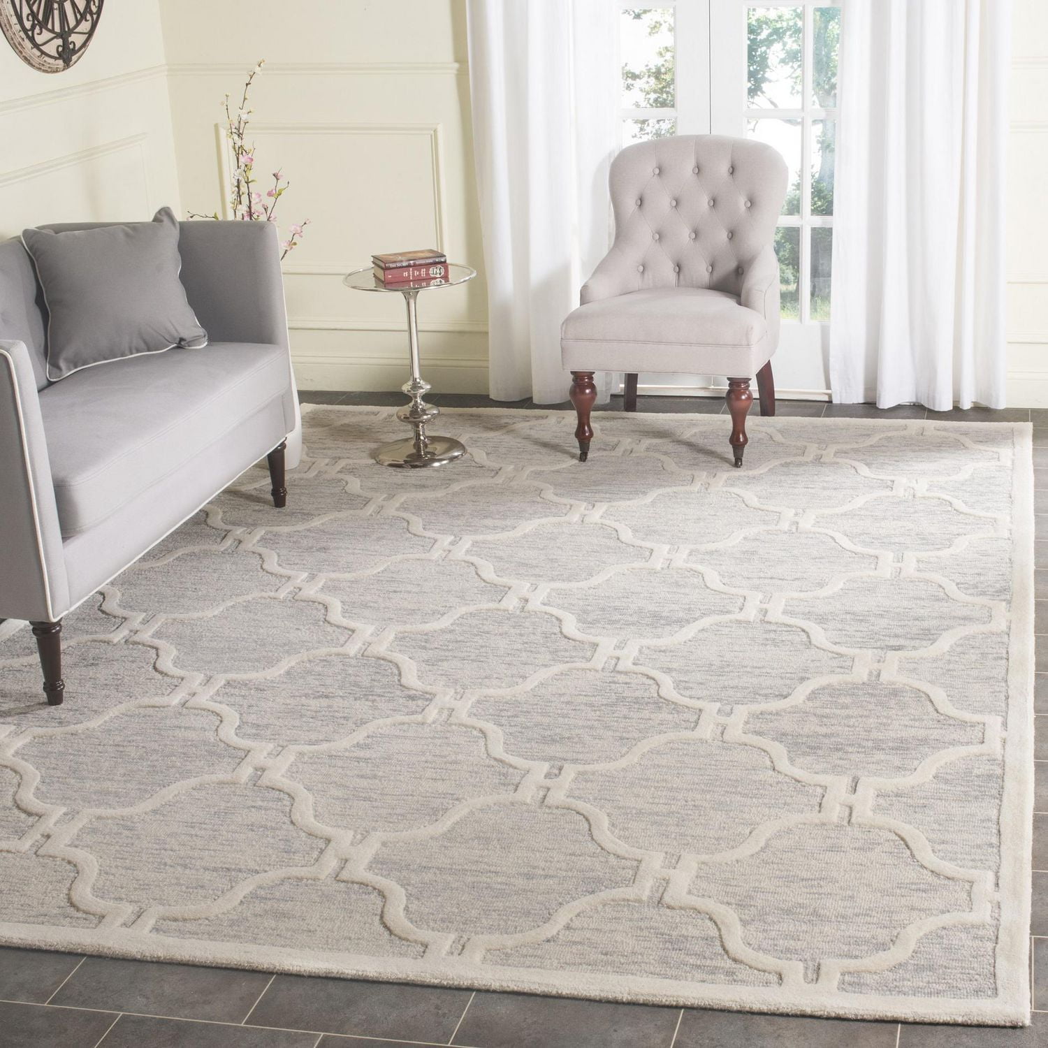 Safavieh Cambridge Kodey Faded Geometric Area Rug, Light Grey / Ivory ...