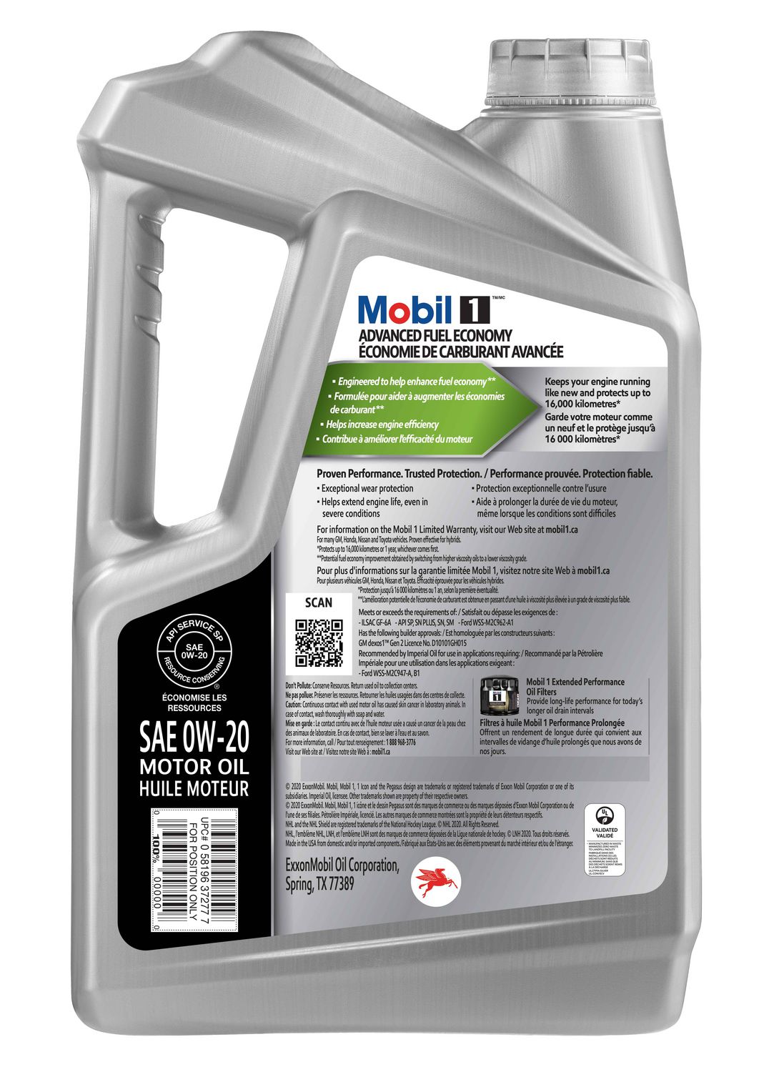 Mobil 1™ Advanced Fuel Economy Full Synthetic Motor Oil 0W-20 