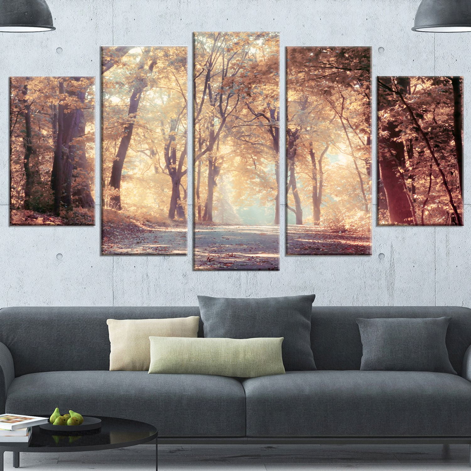 Design Art Golden Autumn Beautiful Forest Landscape Artwork Canvas
