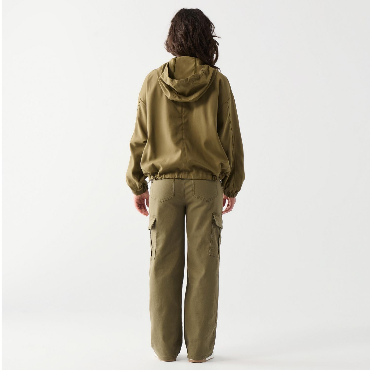 DV Veste à manches longues avec capuche à cordon de serrage et grandes poches cargo