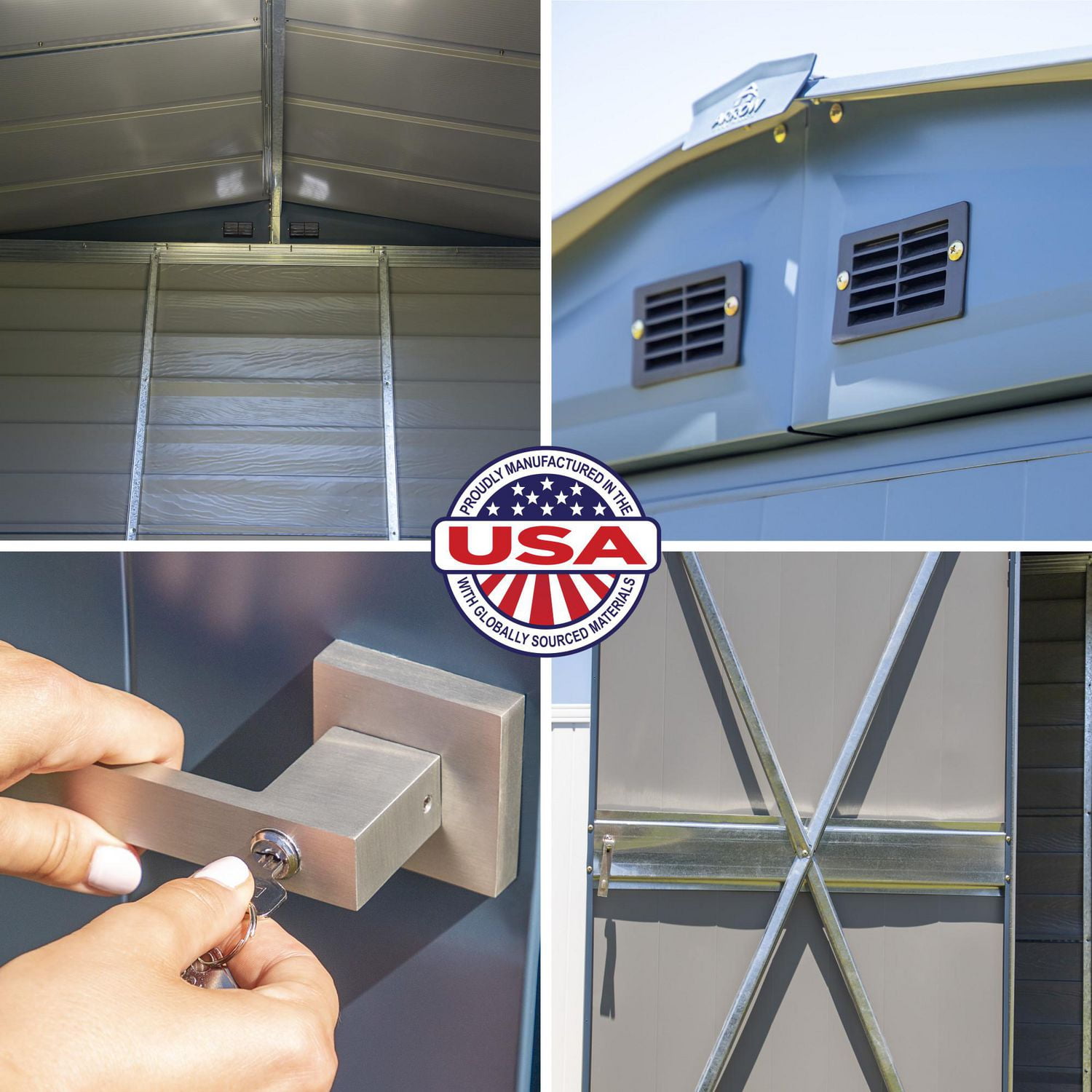 Arrow Select Steel Storage Shed Steel Storage Shed, 8x4, Blue Grey