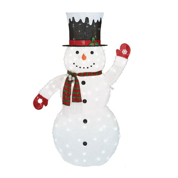 Sculpture Holiday time du bonhomme de neige en peluche