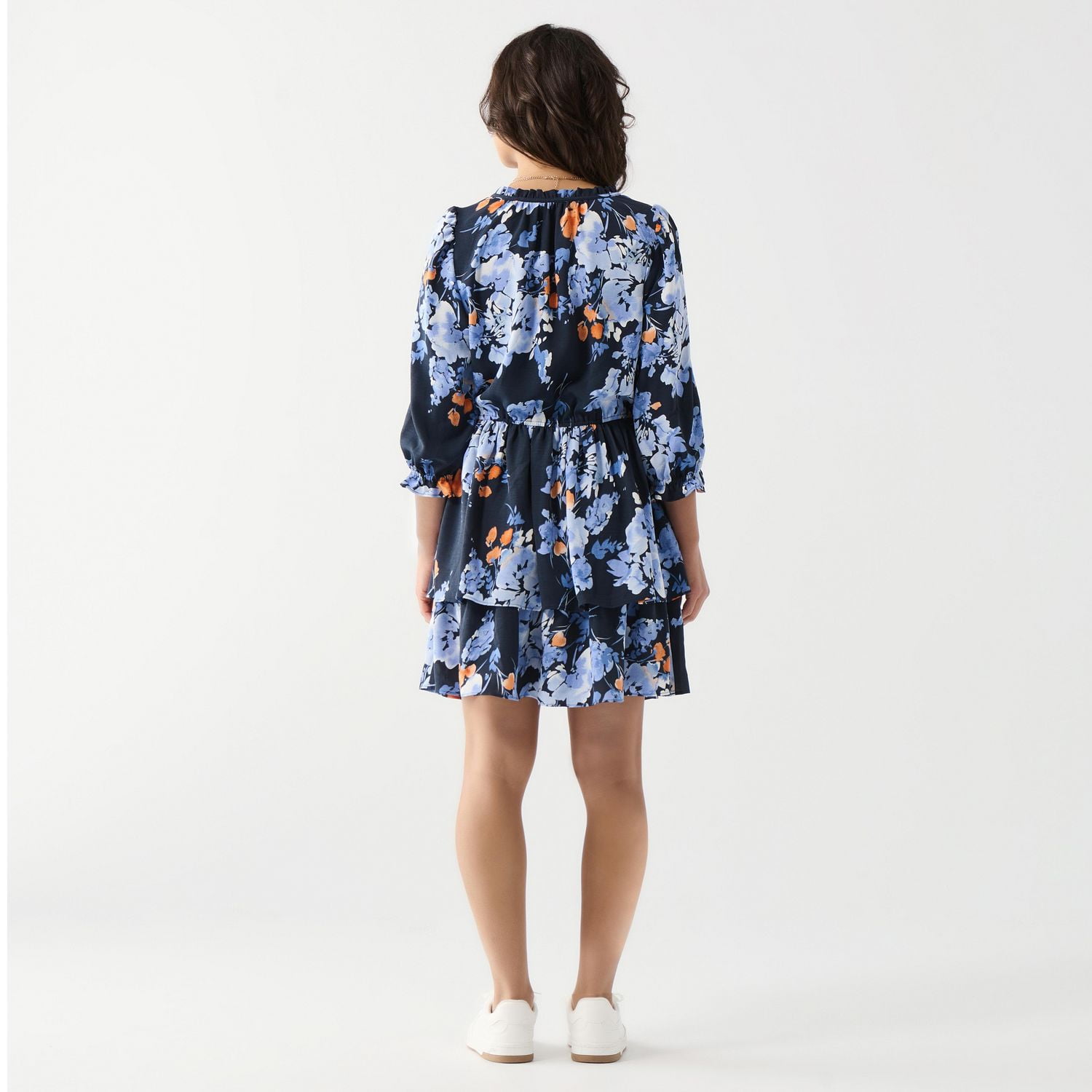 DV Three quarter sleeve, V-neck mini dress