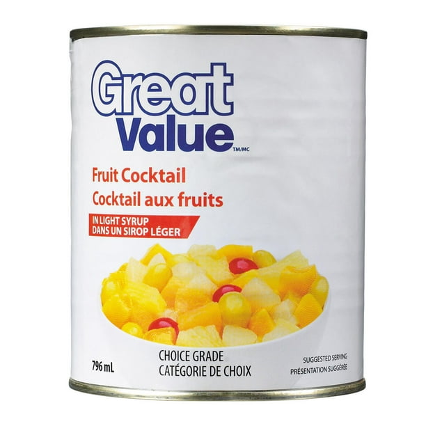 Cocktail aux fruits dans sirop léger de Great Value 796 ml