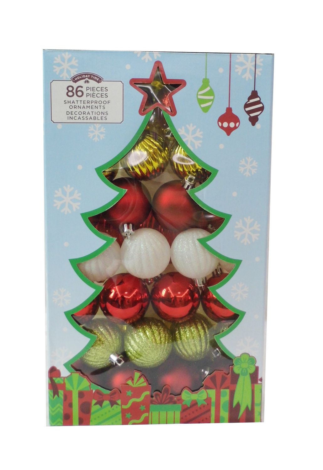 Holiday Time Shatterproof Ornaments Red White Green Walmart Canada   999999 628915447897 