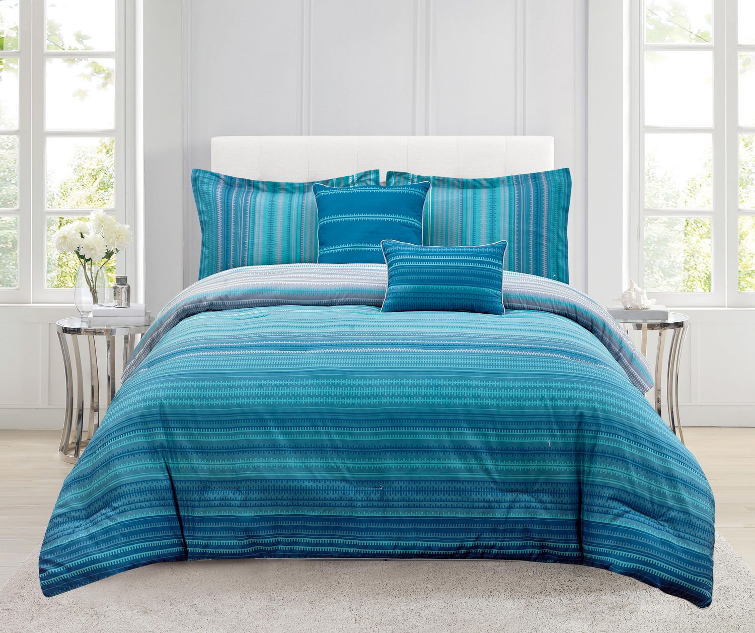 Malibu Home Collection Zuko Blue Violet Comforter Set (Full Queen ...