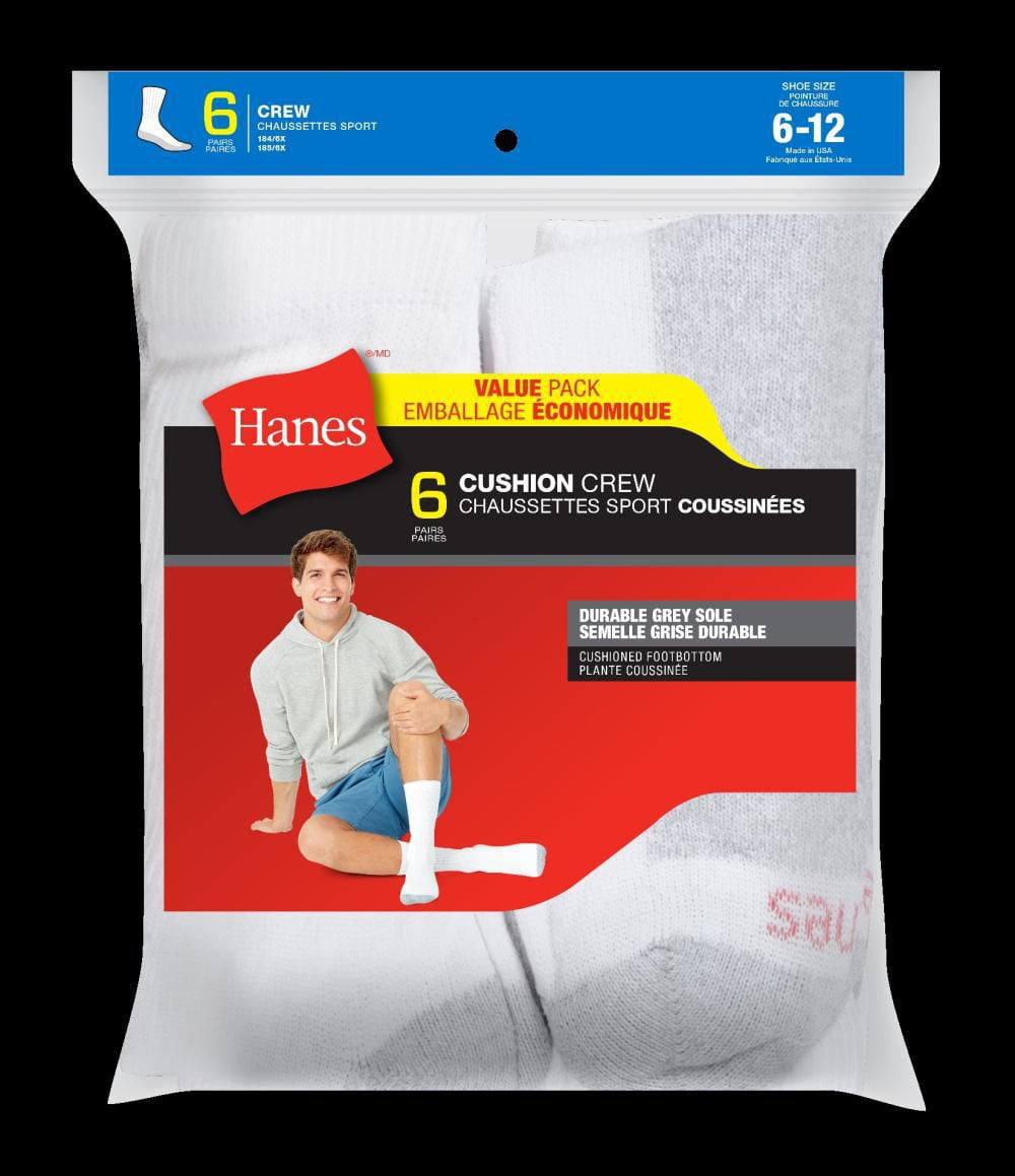 Hanes Men's 6 Pack Red Label Socks Walmart Canada