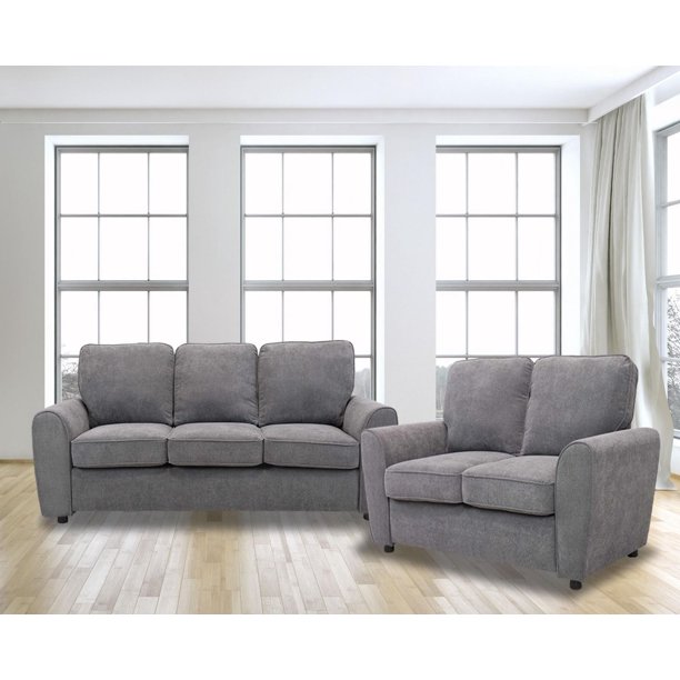 Topline Home Furnishings Plush Grey SofaLoveseat Set Walmart.ca