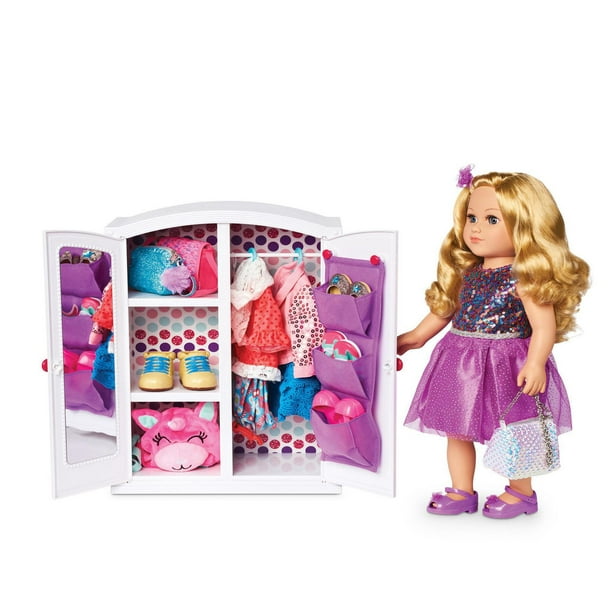 Acheter Garde-robe de poupée 106 pièces avec ensemble de vêtements et d' accessoires pour poupée Barbie, placard de rangement pour robes, cintres  pour chaussures, etc.. pour fille coffret cadeau (PAS DE POUPÉES)