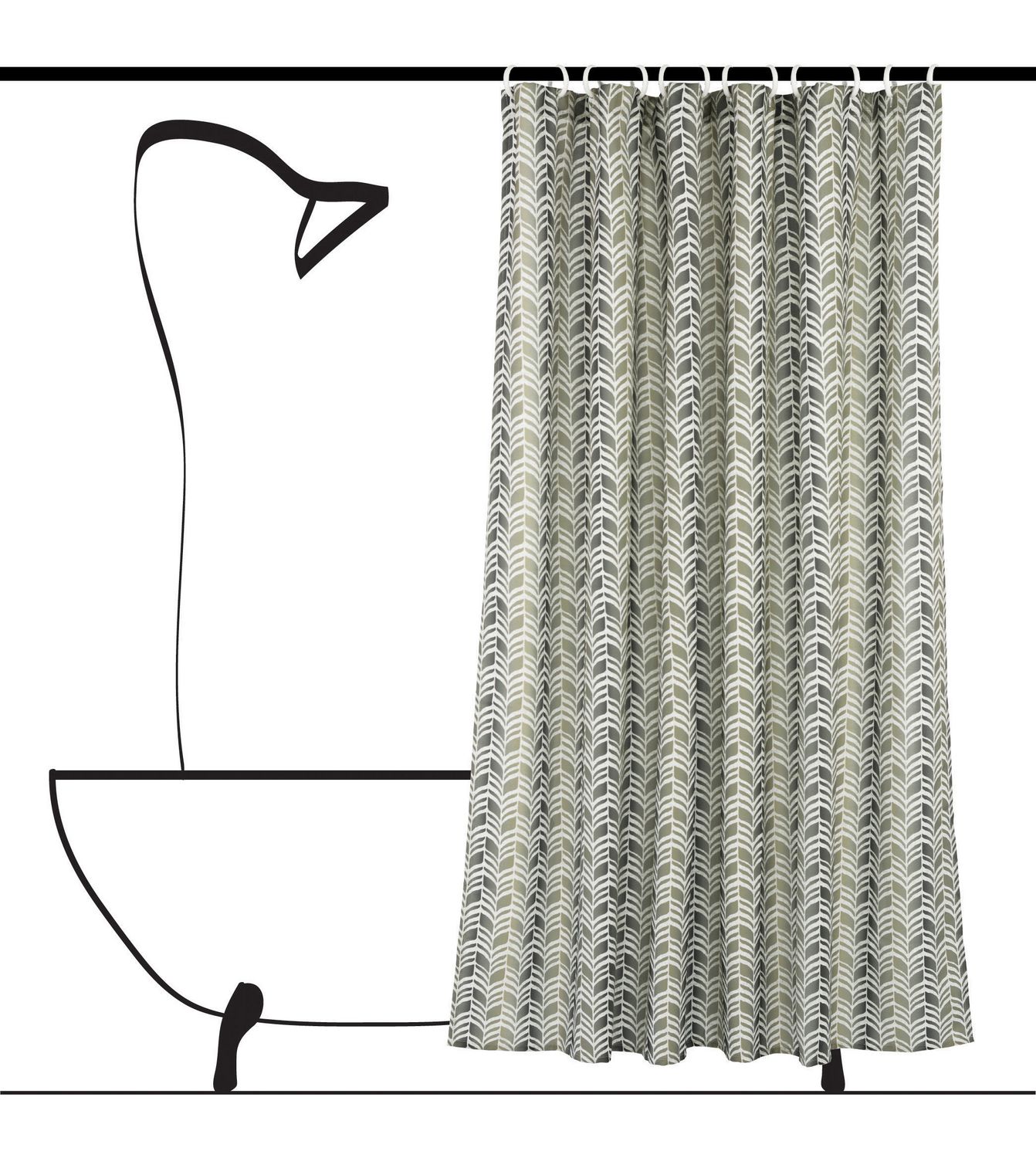 Geo Chevron Fabric Shower Curtain Liner And Ring Set 14 Pieces