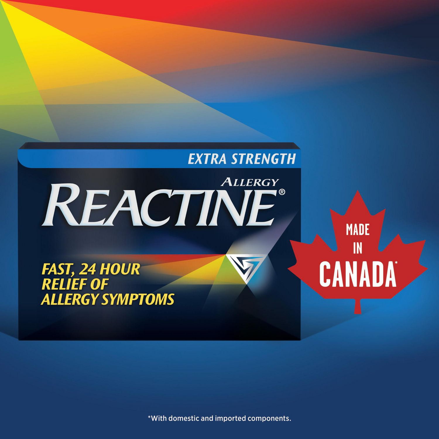 Reactine Extra fort, comprimés antiallergiques/antihistaminiques, chlorhydrate de cétirizine à 10 mg, soulagement 24 h 48 Comprimés