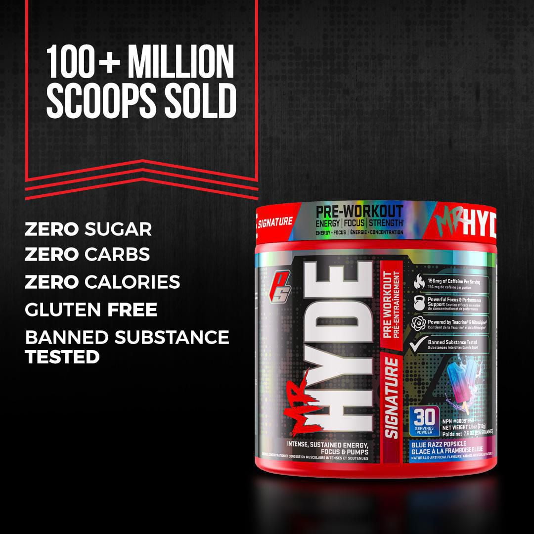 ProSupps Mr HYDE Signature Pre Workout Blue Razz Popsicle Intense Sustained Energy Focus PUMPS PreWorkout Intense Sustained Energy Focus PUMPS