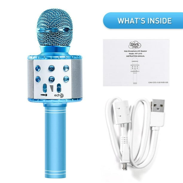 Spark Create Imagine Microphone karaoké Bluetooth pour enfants, avec  lumières LED contrôlables et 4 voix magiques, haut-parleur micro portable 2  en 1, cadeaux pour enfants chantant, pour Noël, anniversaire, fête, etc. 