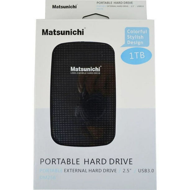 Disque dur portatif USB 3.0 de 1 To de Matsunichi (MA-E1TB-DM256BK) - Noir