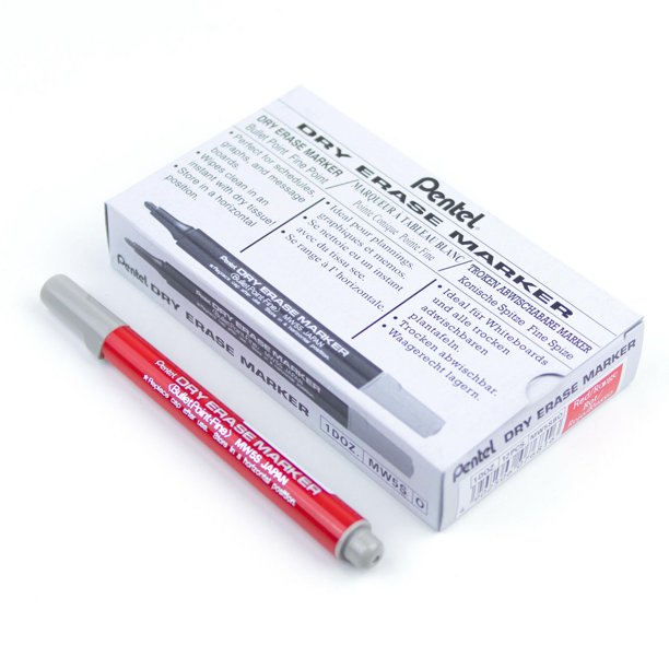 Pentel Dry Erase Marker, 3.0mm Bullet Point, Black Ink, Box of 12