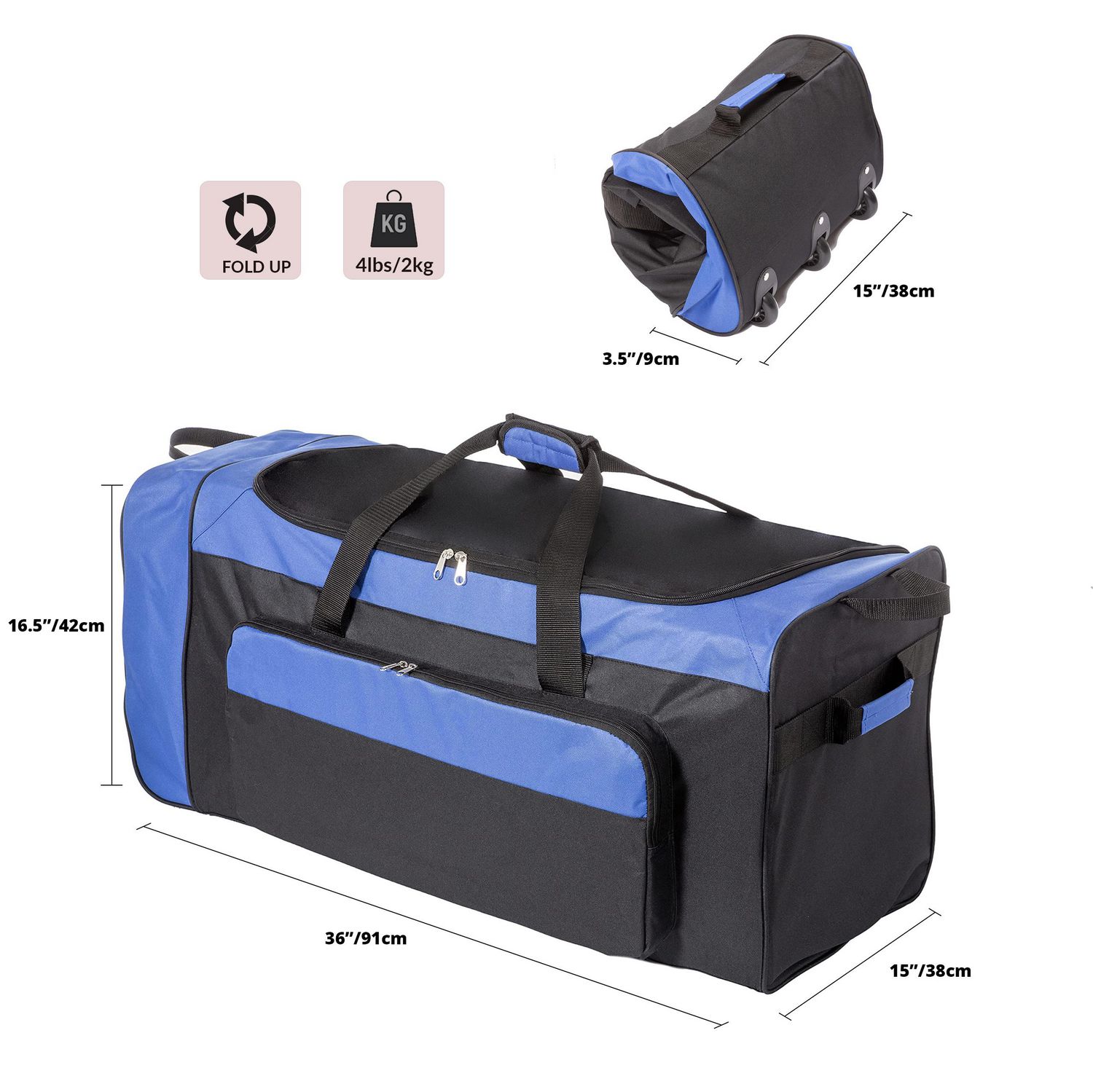 36 Collapsible Wheeled Duffel Bag Tri fold Bottom Walmart